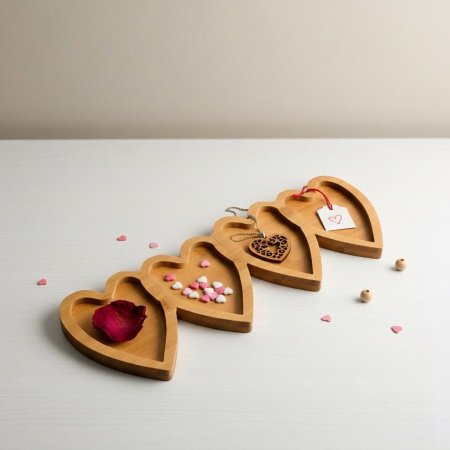 طبق تقديم من خشب البامبو على شكل قلب